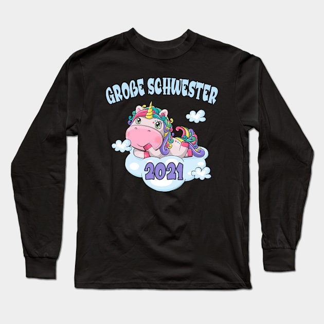 Einhorn Große Schwester 2021 Schwestern Long Sleeve T-Shirt by Foxxy Merch